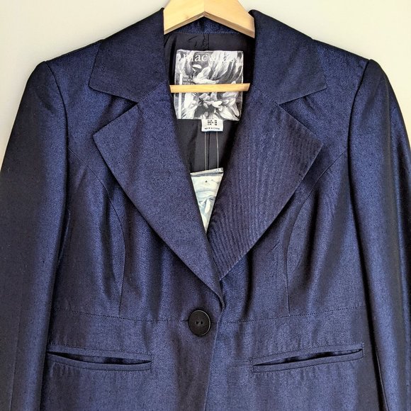 NWT Mac & Jac Shimmery Navy Blue Blazer - Picture 4 of 9